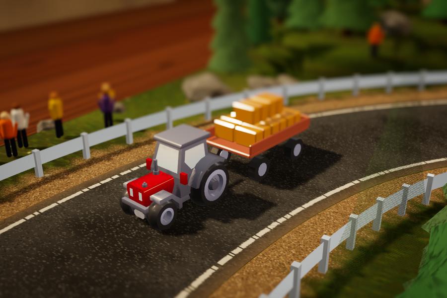 Hay Ride, the tractor pulling a hay wagon