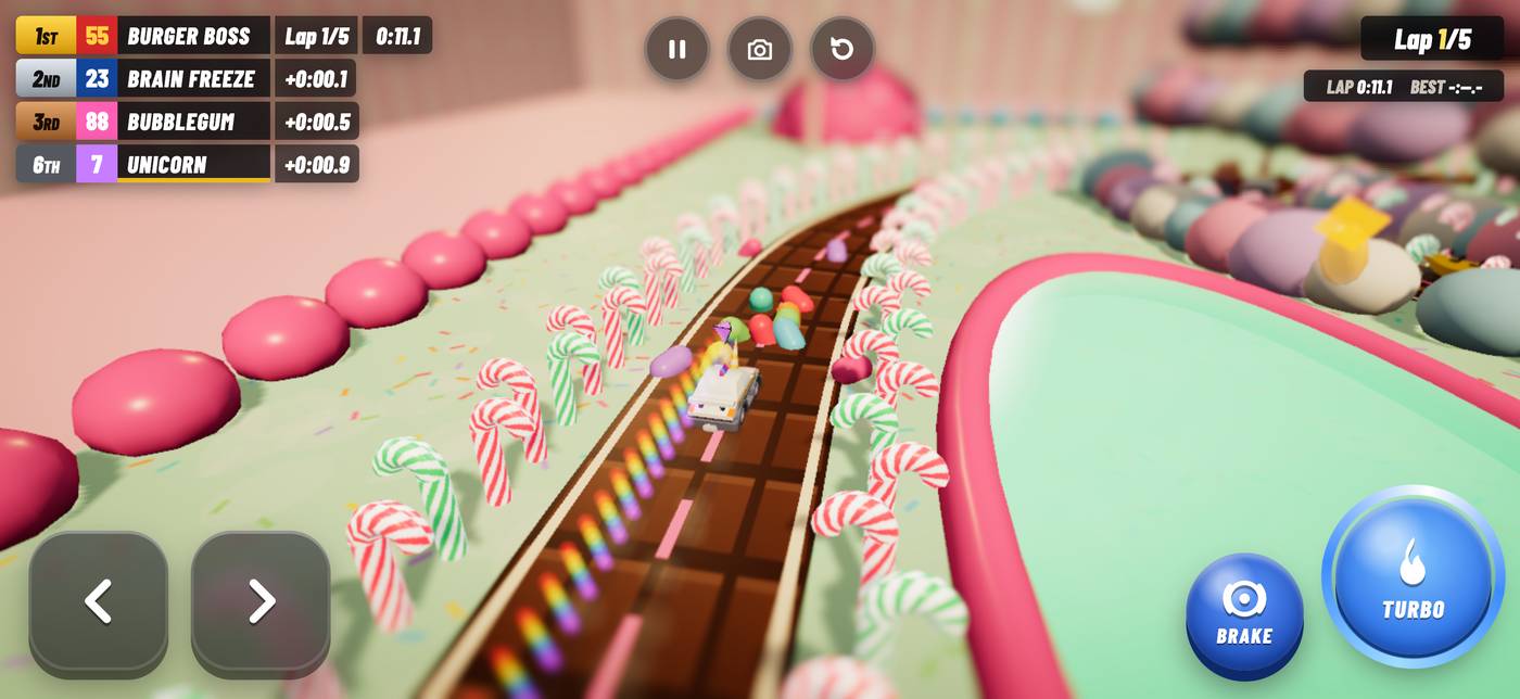 A chocolate road through Cavity Canyon, lined with candy canes